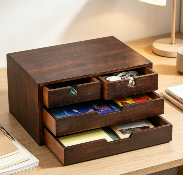 3-Tier Bamboo Drawer Unit — Pre-Assembled Cosmetics Organizer