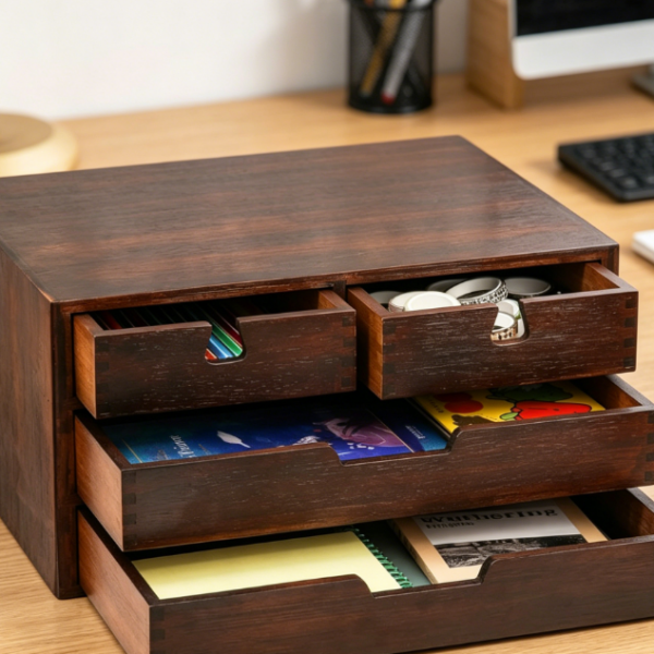3-Tier Bamboo Drawer Unit — Pre-Assembled Cosmetics Organizer