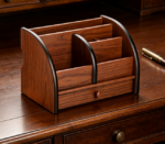 Wooden Drawer Unit with Remote Holder — Integrated Pen & Stationery Organizer