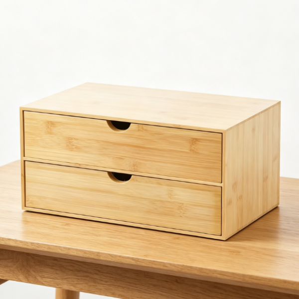 Bamboo 2-Drawer Organizer Box — Pre-Assembled Countertop Unit