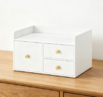 White Bamboo 3-Tier Drawers — Kitchen & Office Organization
