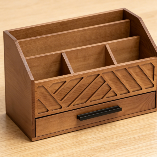 Brown Wooden Drawer Rack — Office File Organizer