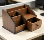 Wooden Small Drawer Organizer — Remote Control & Pen Holder
