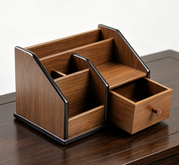 Wooden Small Drawer Organizer — Remote Control & Pen Holder