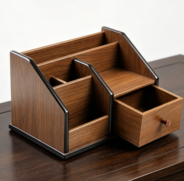 Wooden Small Drawer Organizer — Remote Control & Pen Holder