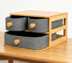 Bamboo, Wood & Fabric 3-Drawer Chest — Dual-Use: Cosmetics & Office