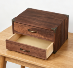 Compact 2-Drawer Wooden Box — Office, Jewelry & Cosmetics Storage