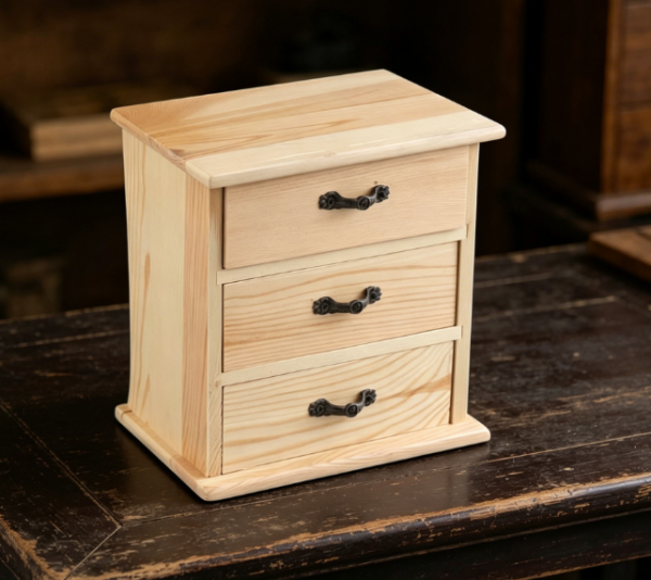 Natural Wood 3-Drawer Mini Cabinet — Paperclip & Crafts Organizer