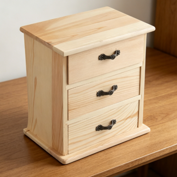 Natural Wood 3-Drawer Mini Cabinet — Paperclip & Crafts Organizer
