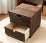 Rustic-Style 2-Drawer Unit — Carbonized Wood Farmhouse Storage Box