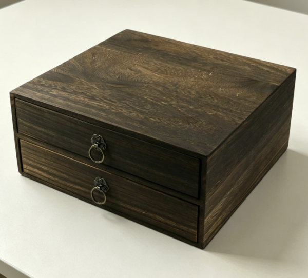 Mini 2-Layer Wooden Drawer Box — Retro Desktop Decor