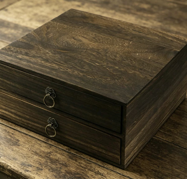 Mini 2-Layer Wooden Drawer Box — Retro Desktop Decor