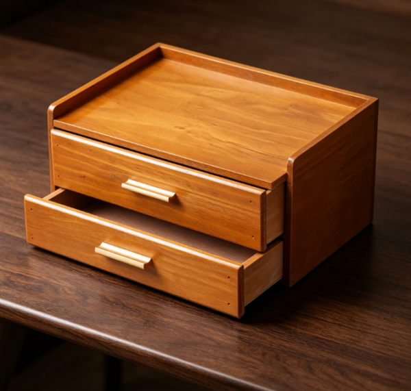 Wooden 2-Drawer Countertop Cabinet — Dual-Use: Kitchen & Vanity