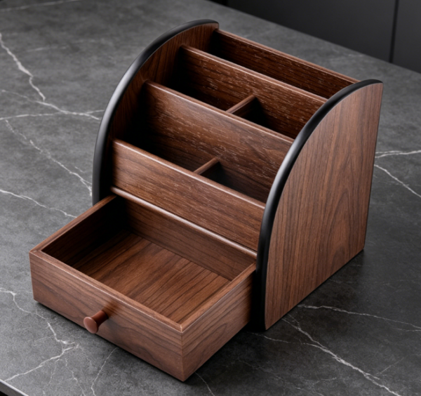 Multifunctional Wooden Drawer Rack — Remote Control Organizer