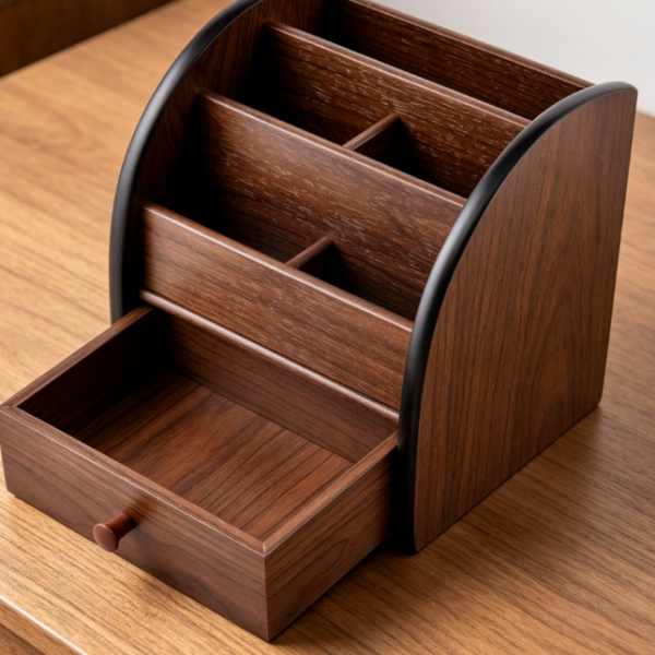 Multifunctional Wooden Drawer Rack — Remote Control Organizer