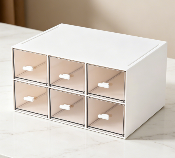 3-Tier White Plastic Drawers — For Cosmetics & Bathroom