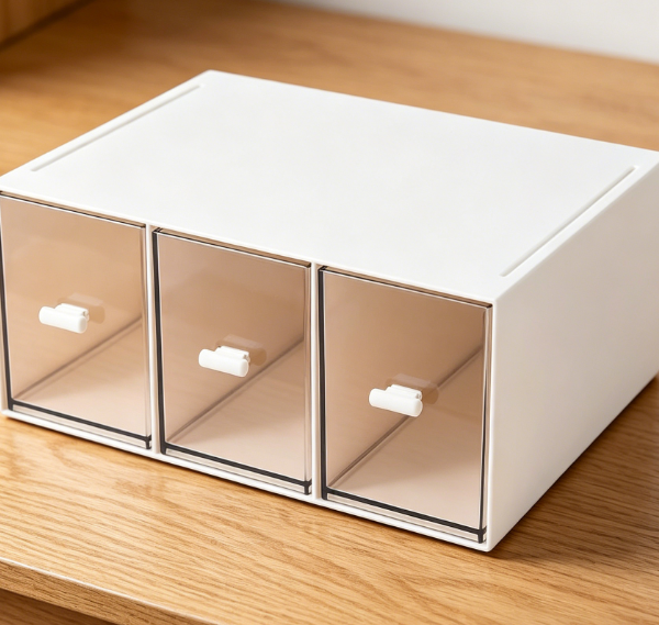 3-Tier White Plastic Drawers — For Cosmetics & Bathroom