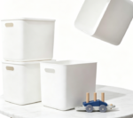 4-Piece Lidded Plastic Basket Set — For Shelving & Game Rooms