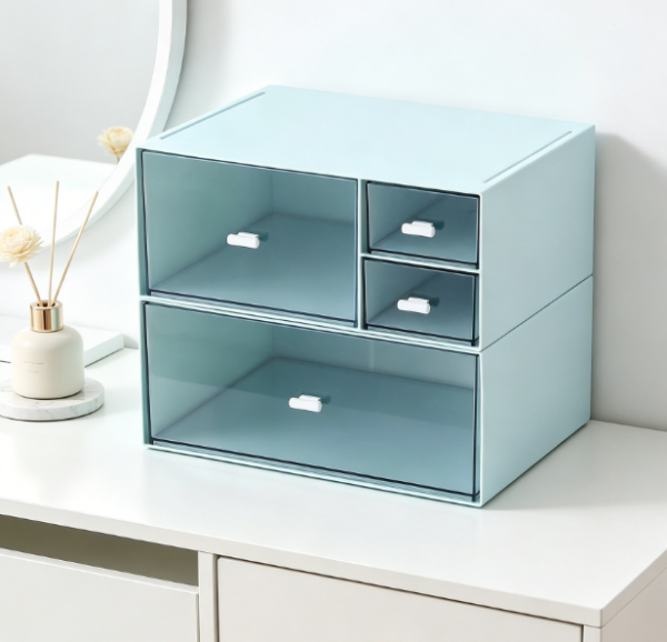 4-Tier Blue Drawer Box — For Vanity & Sundries