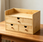 3-Tier Bamboo Drawer Rack — Pre-Assembled Countertop Storage
