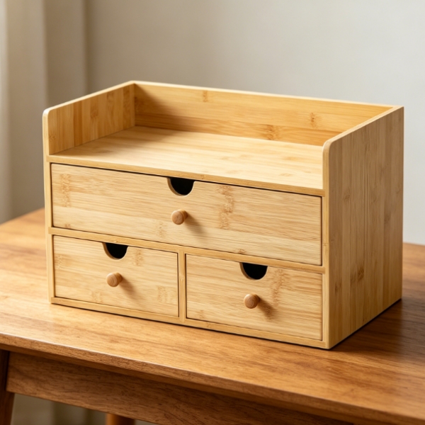 3-Tier Bamboo Drawer Rack — Pre-Assembled Countertop Storage