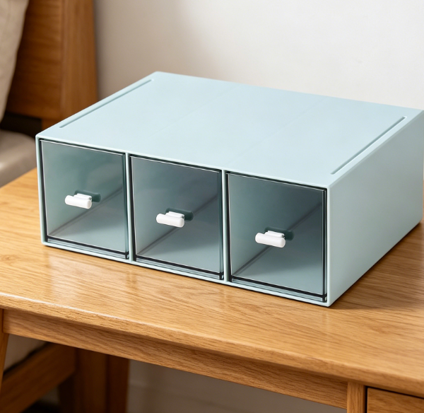 3-Tier Blue Drawer Cabinet — Cosmetics & Nail Polish Rack