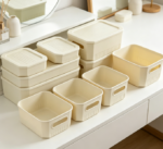 8-Piece Lidded Plastic Basket Set — Wardrobe & Desktop Combo