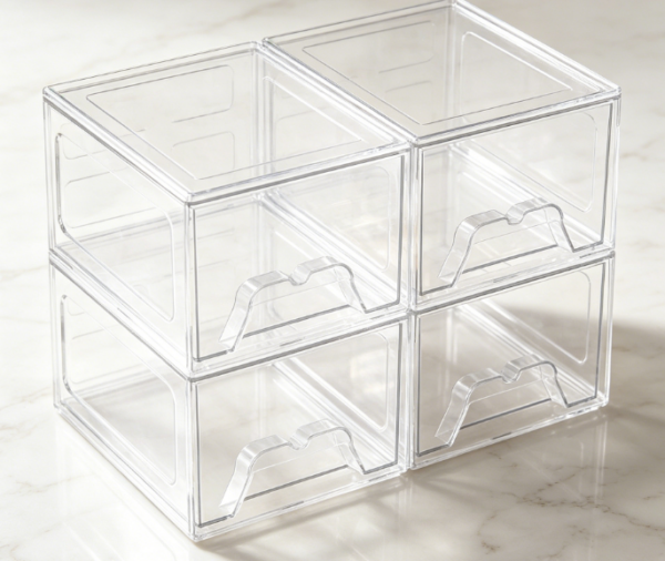 6-Piece Stackable Acrylic Drawer Set — Transparent Style