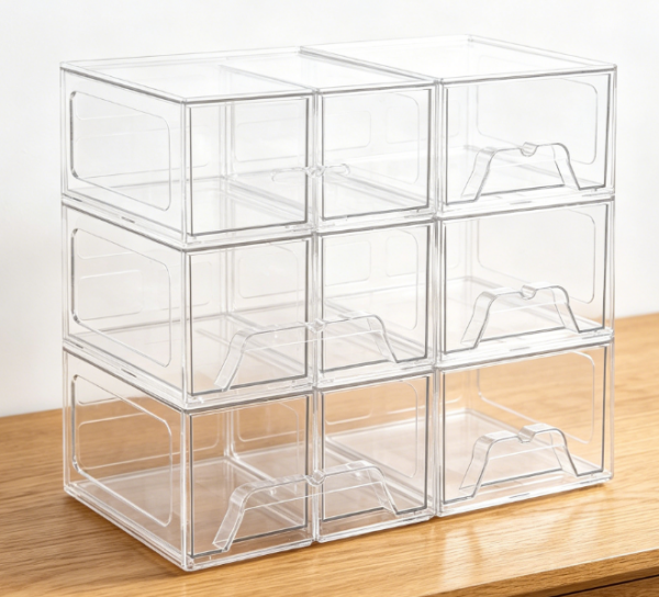 6-Piece Stackable Acrylic Drawer Set — Transparent Style