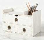 White Wooden 3-Tier Drawer Rack — Countertop Organizer